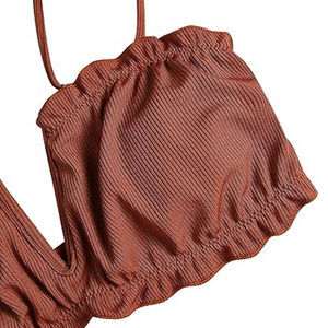 Conjunto de Bikini de Corte Alto con Cristales Frontales, de Primera Calidad, Personalizado, Transpirable, para Fitness y Playa, Todas las Tallas, Sin Costuras, Sin Varillas, para Mujer, Verano - Product Image 4