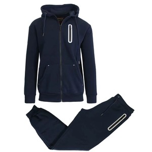 Ensemble de survêtement décontracté pour homme, automne-hiver, couleur unie, manches longues, pantalon, deux pièces, polyester/coton, polaire, séchage rapide - Product Image 2