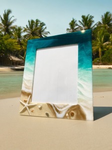 Handcrafted UV Printed Ocean Wave <b>Acrylic</b> Photo <b>Frame</b> with Beach Theme Starfish and Seashell From REHMAN CRAFT - Product Image 4