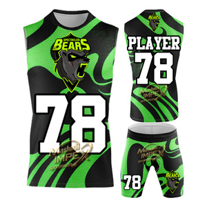 Uniformes de football personnalisés 7V7, maillot sans manches à capuche avec impression rouge et violette, avec numéro et nom - Product Image 5