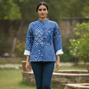 Chaqueta de Mujer 100% Algodón Acolchada Reversible Ecológica de Invierno con Estampado Floral, Mangas Largas y Forro de Algodón - Product Image 1