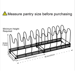 Support de rangement extensible pour casseroles et couvercles de cuisine, organisateur de placard réglable pour ustensiles de cuisson, étagère de cuisine - Product Image 1