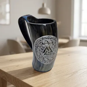 Natural Ox Horn Mug Viking Drinking Horn Polished <b>Beer</b> Tankard Mug Pub Barware Wholesale Hand Carved Viking Style Drinking MUG - Product Image 1