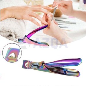 <b>Professional</b> Rainbow Titanium Coated Stainless Steel <b>Nail</b> <b>Clippers</b> for Finger Acrylic <b>Nails</b> and False <b>Nail</b> Tips - Product Image 3