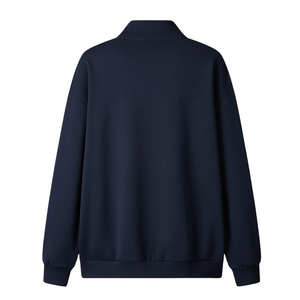 Sudadera con capucha de algodón de rizo grueso para hombre, con cremallera de un cuarto, cuello alto, resistente al viento, corte regular, estilo urbano para otoño - Product Image 3