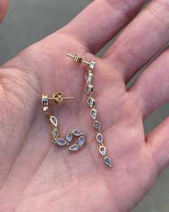 Pendientes Largos de Oro Sólido 14K 18K con Diamantes Cultivados en Laboratorio, Diseño de Lágrima, para Novia, Regalo de Aniversario, Venta al por Mayor - Product Image 3