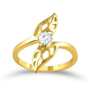 Bague Solitaire Feuille Double Premium en Or avec Diamant de Laboratoire – Élégante Bague de Mariage pour Femme – Bijoux en Gros - Product Image 1