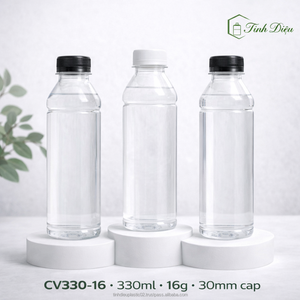 ขวด PET สี่เหลี่ยมทรงเหลี่ยม รุ่น CV330-16 ขนาด 330 มล. แบบสองร่อง คอขวดขนาด 30 มม. สำหรับบรรจุกาแฟ น้ำผลไม้ เครื่องดื่ม รับผลิตแบบ OEM สำหรับส่งออก - Product Image 1