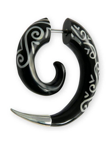 Modern Style Horn <b>Earrings</b> with Tribal Pattern Handcrafted Eco-Friendly Natural Shape - Product Image 5
