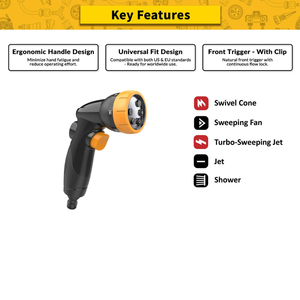 Pistola de agua con boquilla ergonómica ligera y patentada, pulverizador de jardín con cono giratorio, chorro turbo para plantas y ducha de mascotas - Product Image 3