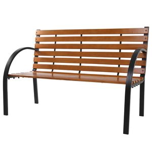 Panca da Giardino/Patio da Esterno da 48 Pollici con Seduta in Legno Massello e Telaio in Acciaio Forato, Tipo di Prodotto: Cappotti da Donna - Product Image 6