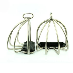 Nuevas estribas de cuatro barras personalizadas para equitación, par en color negro, antideslizantes, con protección para el tobillo, sólidas, veterinarias - Product Image 2