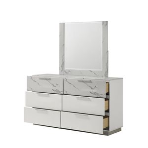 Specchio Oversize Bicolore con Cornice Laccata Effetto Marmo Lucido e Superficie Riflettente - Include Solo lo Specchio, Identico a B009 - Product Image 4