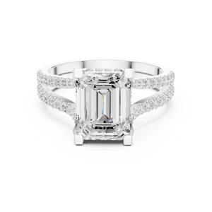 แหวนแต่งงาน/หมั้นเพชรแล็บโกรว์ทรงเหลี่ยมมรกต ทองคำแท้ 14k  แบบซ่อนวงแหวน  พร้อมใบรับรอง IGI สำหรับผู้หญิง - Product Image 6
