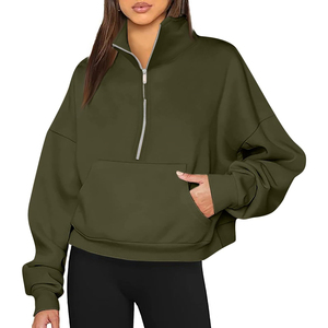 Sweat-shirt à col roulé pour femme, best-seller, personnalisé, 100% coton, logo imprimé, fermeture éclair sur le devant, respirant, séchage rapide, décontracté, hiver - Product Image 1