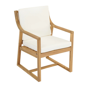 Ensemble de table à manger d'extérieur moderne avec chaises rembourrées, finition teck, meubles de jardin - Product Image 3