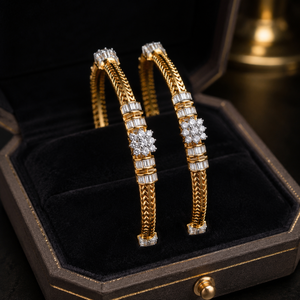 Royal Bridal 22K Solid Gold Zircon Classic Kada <b>Bangle</b> Bracelet <b>Set</b> with 916 Hall Mark for Women Engagement Party Jewelry - Product Image 5