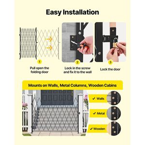 Cancello di Sicurezza Pieghevole Singolo con Design a Forbice Bloccabile, Ruote Girevoli a 360 Gradi, Barriera Esterna in Acciaio Retrattile - Product Image 5