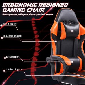 Ergonomic PU Leather Gaming Chair with Adjustable Height Wheels for Office Desk or Video Game Play - Product Image 6