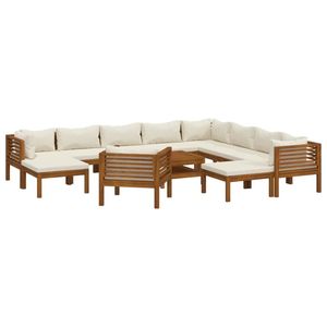 Ensemble de salon de jardin modulaire en bois d'acacia massif, mobilier d'extérieur, 10 places, design contemporain - Product Image 2