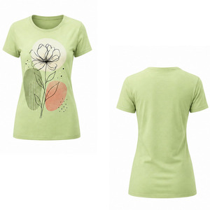 Camiseta de Verano para Mujer con Estampado Gráfico, Cuello Redondo, Manga Corta, Transpirable, de Algodón Suave, Estilo Urbano, para Uso Diario - Product Image 6