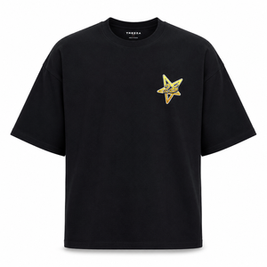 T-shirt Homme Oversize Noir à Manches Courtes Col Rond avec Logo Avant Style HIGH STREET 100% Coton Tricoté Respirant Lavé Uni - Product Image 2