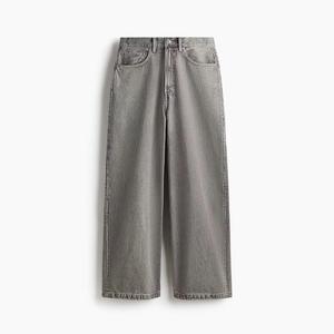 Mid Waist <b>Light</b> Wash Wide Leg Cotton Denim Cargo Pants Ankle-Length Regular Fit Vintage Utility Style Flat Women's <b>Trousers</b> - Product Image 6
