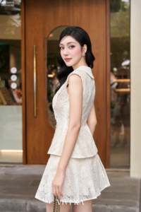 Women's for Lace <b>Sequin</b> Floral Blouse Cap Sleeve V-neck Bow Tie Skinny Fit Casual Party Wear Spring Summer <b>Top</b> VIVI KA - Product Image 4