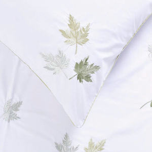 Wholesale Custom Cotton Satin Bedding Sets Embroidered Pretty Leaves <b>Duvet</b> <b>Cover</b> Pillowcases Wearable for Home Hotel Wedding - Product Image 5