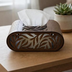 Modern Wooden Tissue Box Cover Laser Cut Decorative Napkin Holder Rectangle Tissue <b>Case</b> for Home Office - Product Image 1