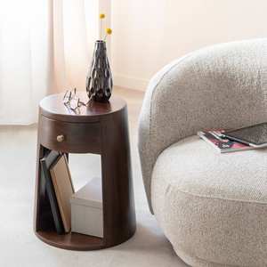 Mesa auxiliar redonda Vandana Lyra Vesta de madera de mango - Product Image 1