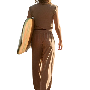 Conjunto Casual de 2 Piezas Tejido para Mujer en Oferta: Top Corto sin Mangas con Dobladillo Trenzado y Pantalones Sueltos de Color Liso con Bolsillos - Product Image 2
