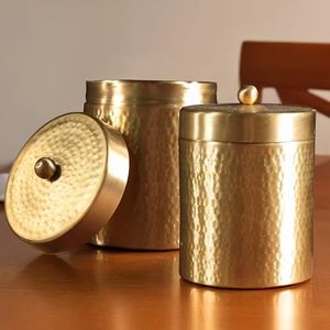 Baority Metal Food Storage Containers <b>Set</b> With Wooden Lids Airtight Rectangle Kitchen <b>Coffee</b> <b>Tea</b> <b>Sugar</b> Jars Minimalist Design - Product Image 2
