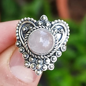 Rose Quartz Round <b>Ring</b> <b>925</b> Sterling <b>Silver</b> Handmade Promise Jewelry for Women January Birthstone Bezel Setting <b>Ring</b> - Product Image 2