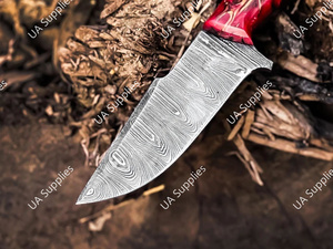 มีดดาบเหล็กดามัสกัส ลายบิดเกลียว ความแข็ง 58 HRC คมกริบ ใบมีดแบบฟิกซ์ ด้ามจับทรงกรวยสน สำหรับตั้งแคมป์ กิจกรรมกลางแจ้ง และล่าสัตว์ - Product Image 3