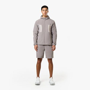 Veste coupe-vent à capuche et short color block pour homme, fermeture éclair intégrale, légère, pour course à pied, randonnée, vêtements de sport haut de gamme pour homme - Product Image 6