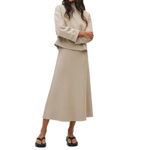 Conjunto de Ropa Urbana de Dos Piezas para Mujer con Logotipo Personalizado, Sudaderas de Cuello Alto y Faldas Midi por Encima de la Rodilla, Ropa de Otoño, Conjuntos de 2 Piezas - Product Image 3