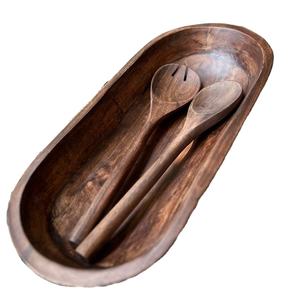 ชามไม้ยาวแกะสลักด้วยมือสีวอลนัทของขวัญที่ไม่ซ้ำกันสำหรับพ่อแม่ของขวัญชุดรวมครอบครัว - Product Image 1