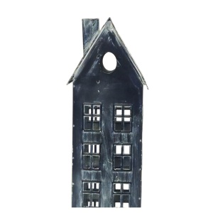 Portavelas de metal estilo casa de pueblo con ventanas detalladas, rústico, para velas votivas - Product Image 4