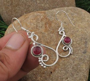 Pendientes de Jade Rojo Natural, Plata de Ley 925, Piedras Preciosas Hechas a Mano, Joyería de Lujo para Mujer, Venta al por Mayor - Product Image 2