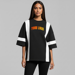 New Luxury Oversized Women's T-Shirt 220 GSM Drop Shoulder Hip Hop Custom Silk Screen Printed Logo Appliques Streetwear Summer - Product Image 4