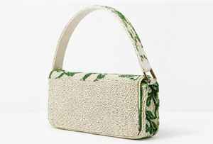 Bolso de Hombro Elegante de Diseño para Mujer, Hecho a Mano, con Cuentas Florales Verdes, de Lujo, con Anillo de Nailon Bordado Artesanal Premium - Product Image 2
