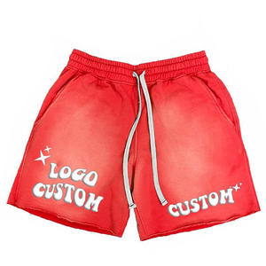 Shorts en molleton pour homme, 100% coton épais, coupe brute, effet vintage, avec logo personnalisé et impression en relief, style streetwear, fabricant - Product Image 4