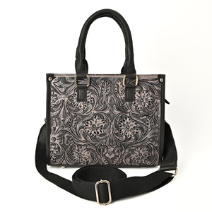Bolso Tote de Cuero Genuino Hecho a Mano para Mujer, Estilo Western con Grabado Floral, Bolso de Hombro Cruzado Vintage Hecho a Mano - Product Image 1