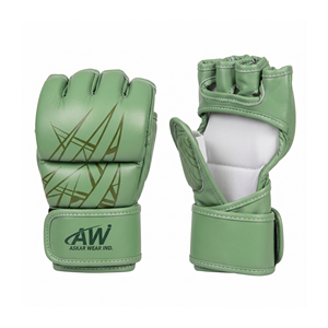Askar Wear Ind. Gants de MMA en cuir vert, demi-doigts, fermeture Velcro, unisexe, équipement d'entraînement d'arts martiaux - Product Image 1
