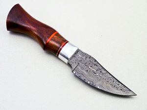 Cuchillo de Caza de Acero de Damasco Forjado a Mano, Hoja Fija, Personalizable OEM, Alta Calidad, Empuñadura de Madera de Grado Industrial, Cuchillo de Camping - Product Image 4
