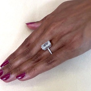 5.20tcw Lab Grown Emerald Diamond <b>Ring</b> Tapered Cathedral Setting with IGI Certified & VVS Clarity from <b>Indian</b> Supplier - Product Image 3