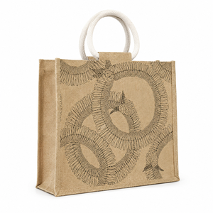 Sac fourre-tout promotionnel imprimé en jute, laminé PP, jute naturel 40x32x15,5 cm, noir, motif gingembre micronésien, logo personnalisé, vente en gros - Product Image 3