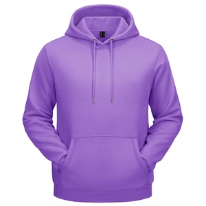 Men's <b>Purple</b> Hooded Sweatshirt Regular Fit Solid Color Casual Autumn Wear With Pocket Knitted Fleece Material 2027 - Product Image 1