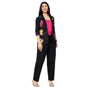 Conjunto de 3 Piezas Blanco para Mujer, Blazer Elegante Bordado con Pantalones Cómodos de Algodón, al Mejor Precio al por Mayor - Product Image 1